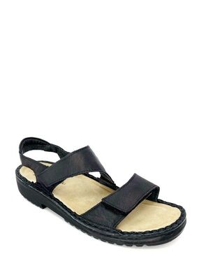 Naot Enid Sandals Size 8 Black Leather Bronze Burnished Strappy Open Toe EUC